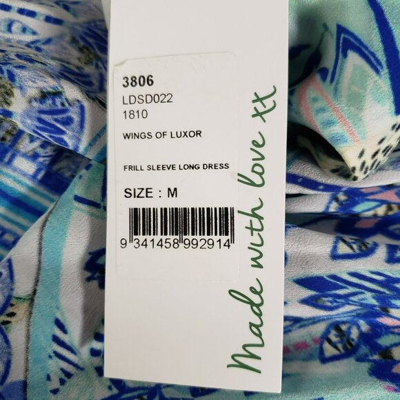 NWT Camilla Frill Sleeve Long Maxi Dress Wings of Luxor Blue Crystal Embellished - Picture 7 of 16